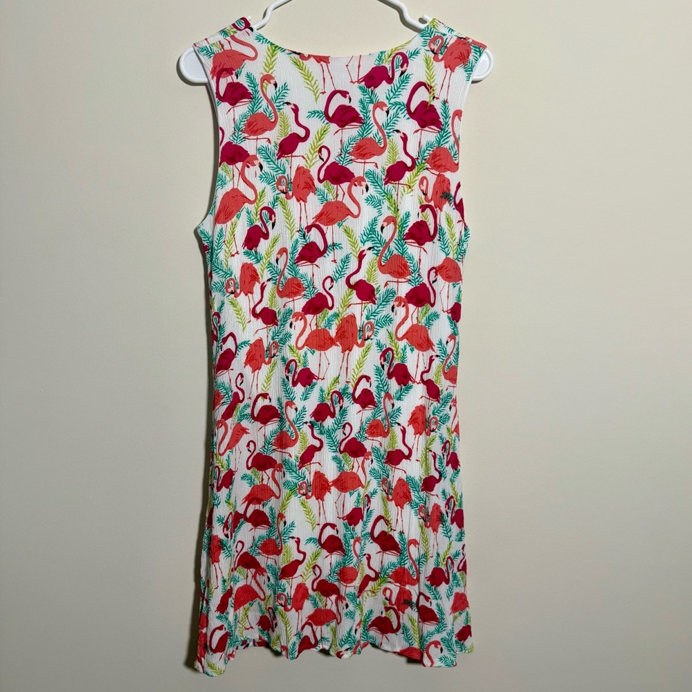 Nina Leonard Sleeveless Flamingo Print Dress, Size Large - Picture 3 of 4